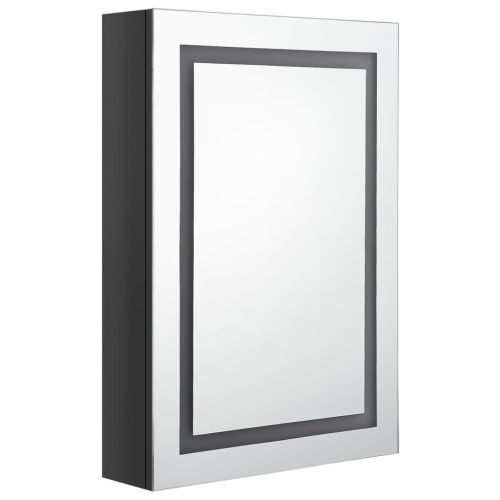 LED шкаф с огледало за баня, сияйно черно, 50x13x70 см