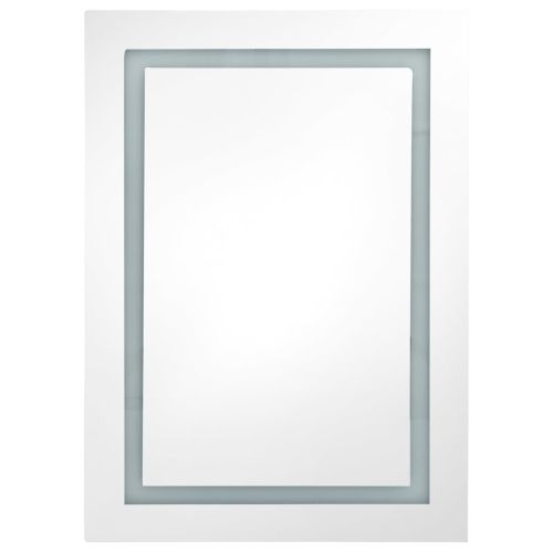 LED шкаф с огледало за баня, сияйно черно, 50x13x70 см