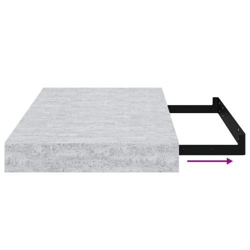 Окачени стенни рафтове, 4 бр, бетонно сиви, 40x23,5x3,8 см, МДФ