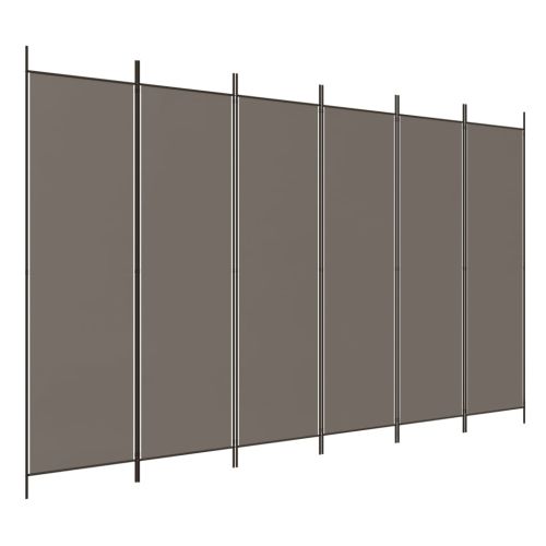 Параван за стая, 6 панела, антрацит, 300x220 cм, текстил
