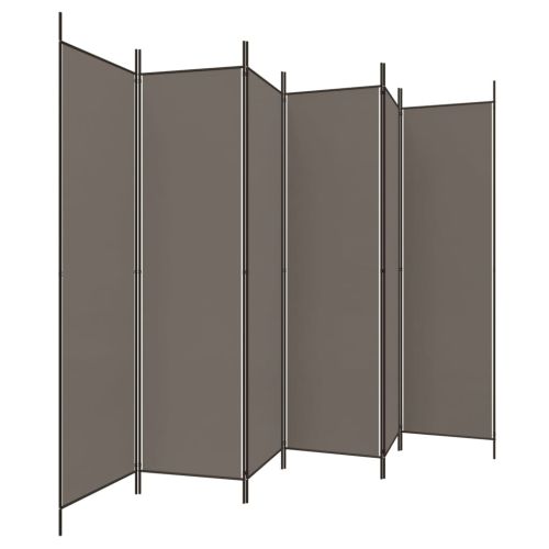 Параван за стая, 6 панела, антрацит, 300x220 cм, текстил