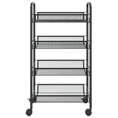 Кухненска количка на 4 нива, черна, 46x26x85 см, желязо