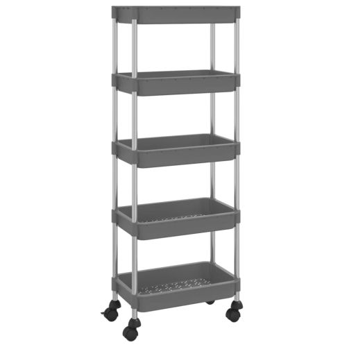Кухненска количка на 5 нива, сива, 42x29x128 см, желязо и ABS