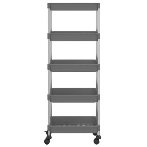 Кухненска количка на 5 нива, сива, 42x29x128 см, желязо и ABS