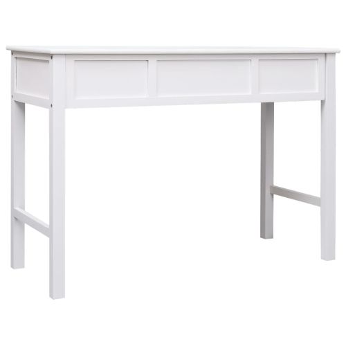 Бюро, бяло, 108x45x76 см, масивна дървесина пауловния