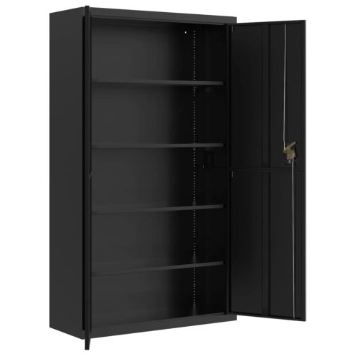 Шкаф за папки черен 105x40x180 см стомана