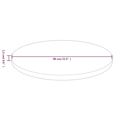 Кръгъл плот за маса светлокафяв Ø80x1,5 см обработен дъб масив