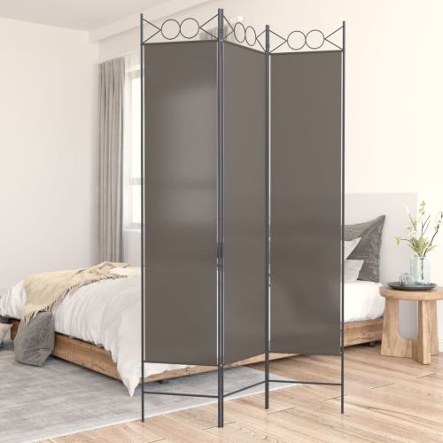Параван за стая, 3 панела, антрацит, 120x220 cм, текстил