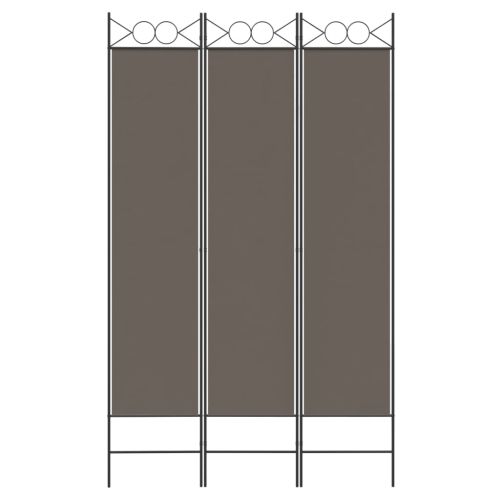 Параван за стая, 3 панела, антрацит, 120x220 cм, текстил