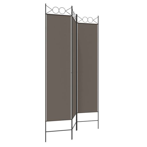 Параван за стая, 3 панела, антрацит, 120x220 cм, текстил