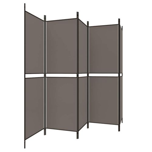 Параван за стая, 5 панела, антрацит, 250x180 cм, текстил