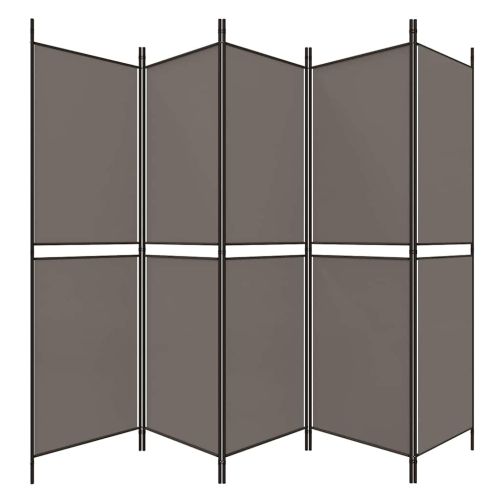 Параван за стая, 5 панела, антрацит, 250x180 cм, текстил