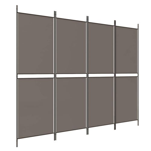 Параван за стая, 4 панела, антрацит, 200x220 cм, текстил