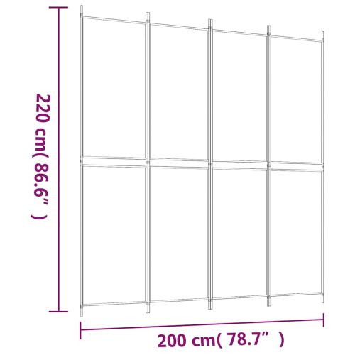 Параван за стая, 4 панела, антрацит, 200x220 cм, текстил