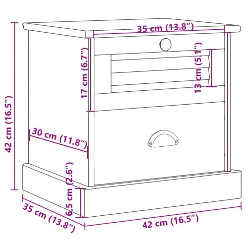 Нощно шкафче VIGO сиво 42x35x42 см бор масив