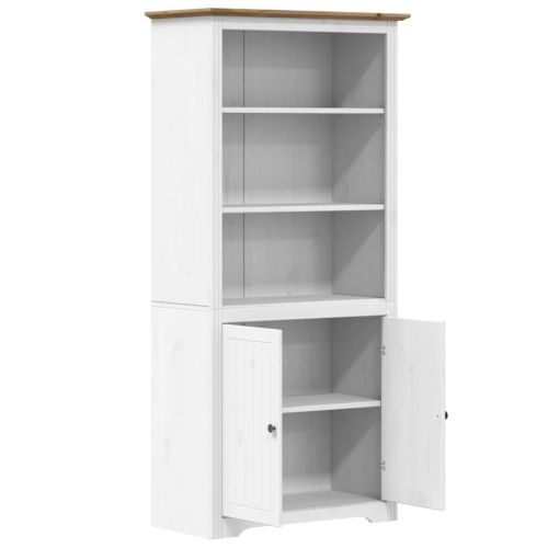Етажерка за книги BODO бяло и кафяво 82x40x173 см бор масив