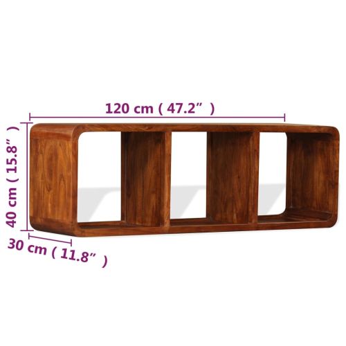 ТВ шкаф масивно дърво с меден финиш 120x30x40 см