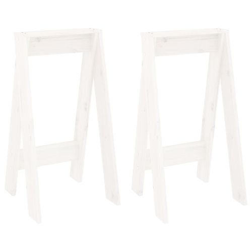 Табуретки, 2 бр, бяла, 40x40x75 см, борово дърво масив