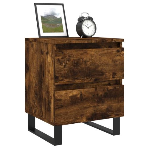 Нощно шкафче опушен дъб 40x35x50 см инженерно дърво