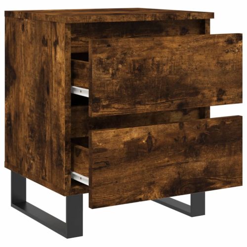 Нощно шкафче опушен дъб 40x35x50 см инженерно дърво