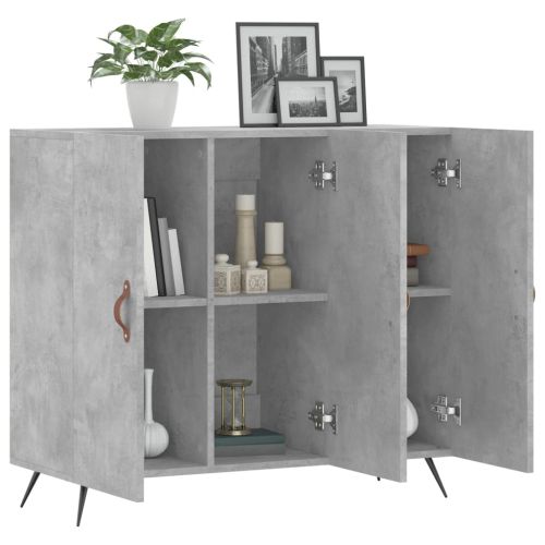 Сайдборд, бетонно сив, 90x34x80 см, инженерно дърво