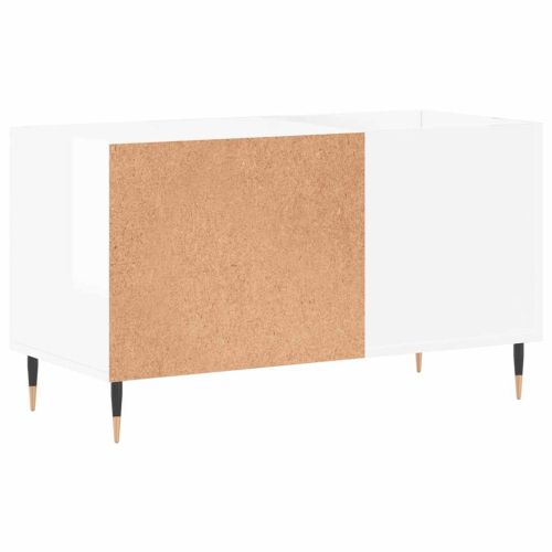 Шкаф за грамофонни плочи бял гланц 85x38x48 см инженерно дърво