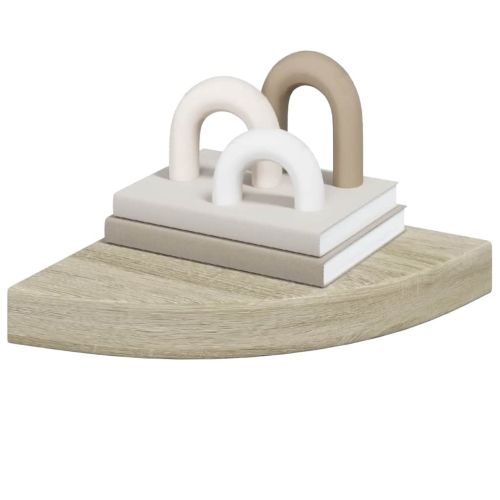 Окачени ъглови рафтове, 4 бр, дъб, 25x25x3,8 см, МДФ
