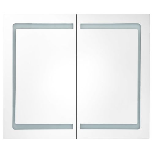 LED шкаф с огледало за баня, сив, 80x12x68 см