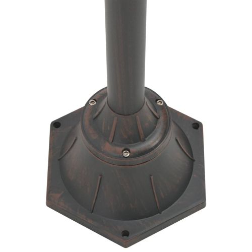 Градински стълб, E27, 220 см, алуминий, 2 фенера, бронз
