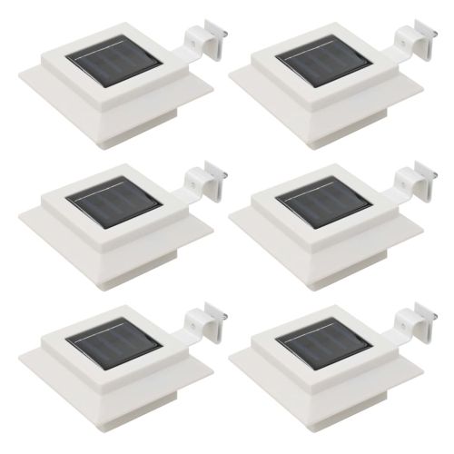 Градински соларни лампи, 6 бр, LED, квадратни, 12 см, бели