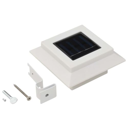 Градински соларни лампи, 6 бр, LED, квадратни, 12 см, бели