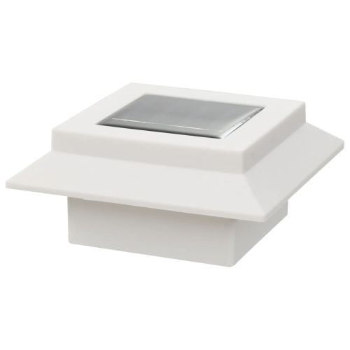 Градински соларни лампи, 6 бр, LED, квадратни, 12 см, бели