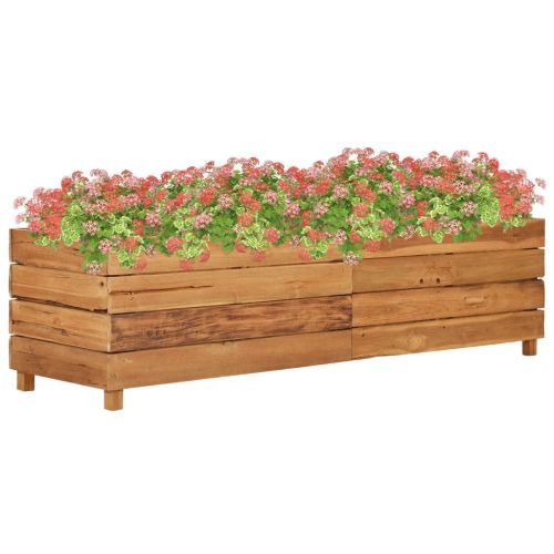 Повдигната леха 150x40x38 см рециклирано тиково дърво и стомана