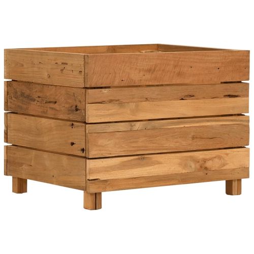 Повдигната леха 50x40x38 см рециклирано тиково дърво и стомана