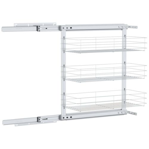 Издърпваща се кошница за кухня 3 нива сребриста 47x25x56 см