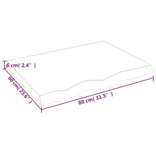 Плот за маса светлокафяв 80x60x(2-6) см обработен масивен дъб
