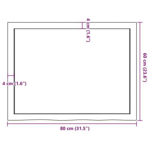 Плот за маса светлокафяв 80x60x(2-6) см обработен масивен дъб