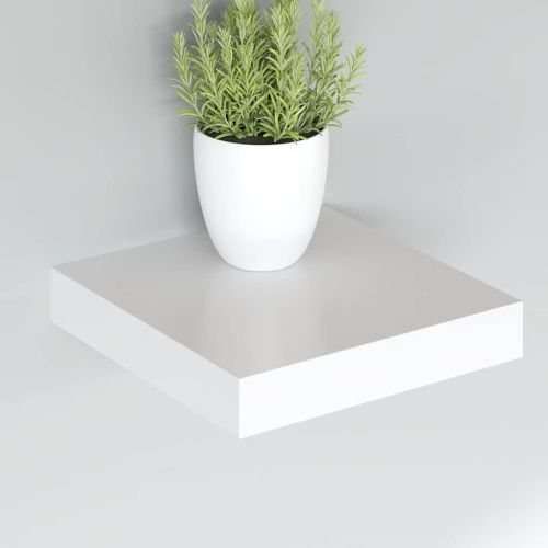 Окачени стенни рафтове, 2 бр, бели, 23x23,5x3,8 см, МДФ