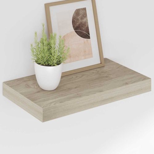 Окачени стенни рафтове, 2 бр, дъб, 40x23,5x3,8 см, МДФ