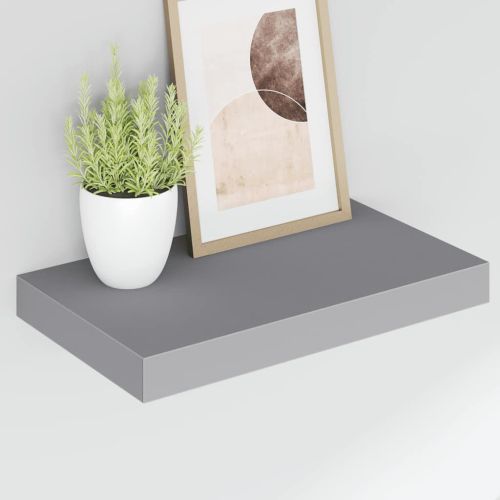 Окачени стенни рафтове, 2 бр, сиви, 40x23,5x3,8 см, МДФ