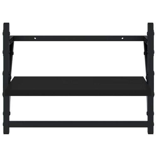 Стенни рафтове с пръти 2 бр черни 40x25x30 см