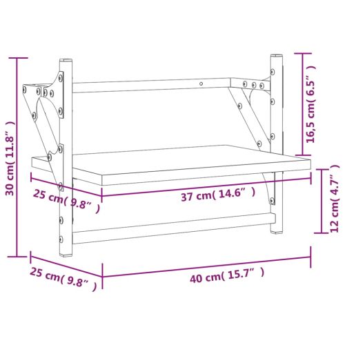 Стенни рафтове с пръти 2 бр черни 40x25x30 см