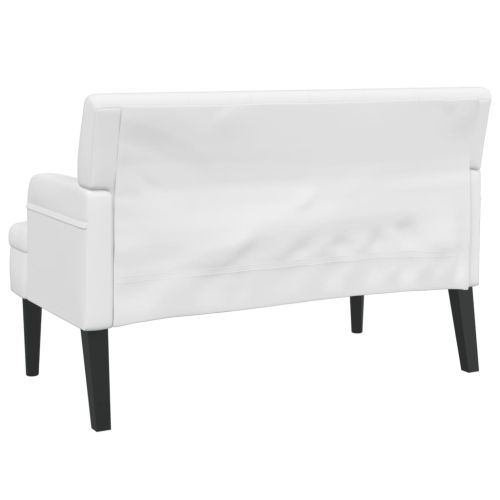 Пейка с облегалка, бяла, 112x65,5x75 см, изкуствена кожа