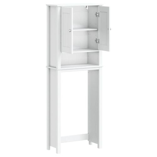 Шкаф над тоалетната чиния BERG бял 60x27x164,5 см масивно дърво