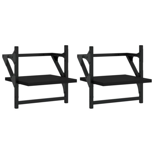 Стенни рафтове с пръти 2 бр черни 30x25x30 см