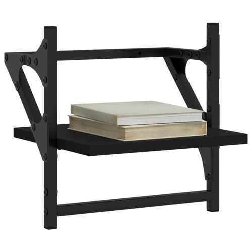 Стенни рафтове с пръти 2 бр черни 30x25x30 см