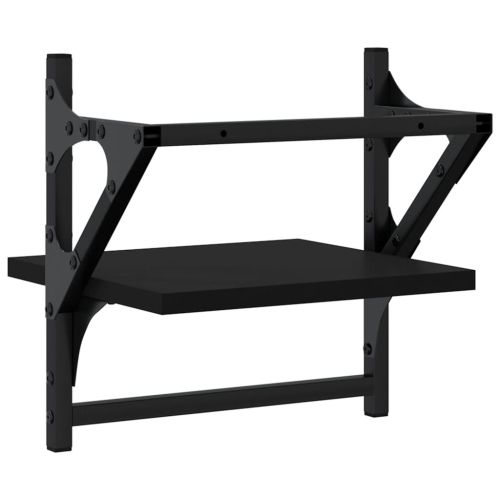 Стенни рафтове с пръти 2 бр черни 30x25x30 см