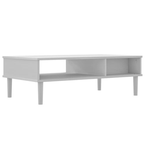 Кафе маса SENJA ратанова визия бяла 100x55x33 см бор масив