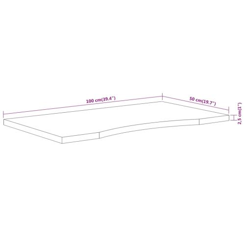 Плот за бюро 100x50x2,5 см правоъгълен, масивно дърво акация