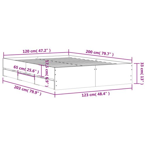 Рамка за легло с чекмедже дъб сонома 120x200 см инженерно дърво